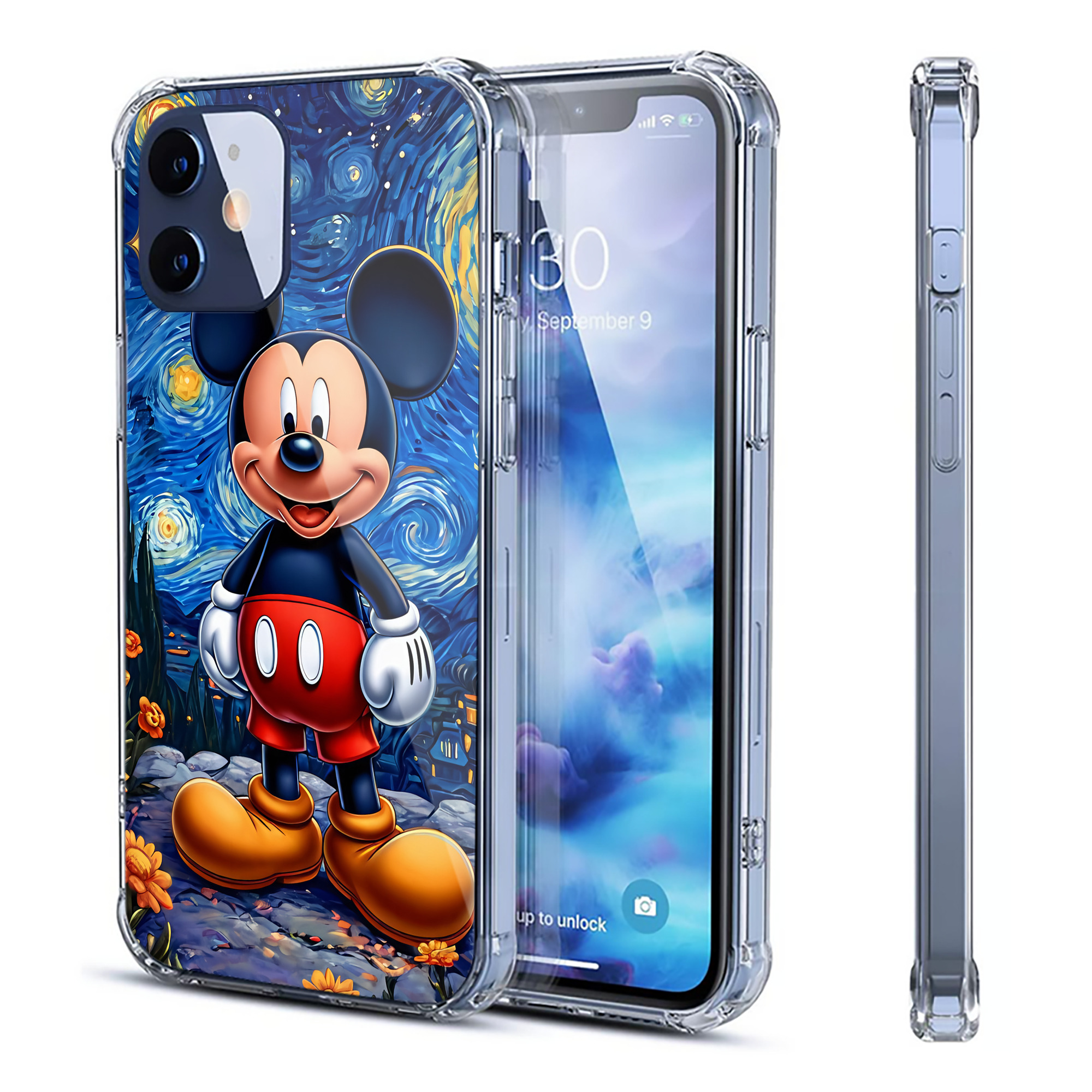（画像用） ミッキーマウス Mickey Mouse 【iPhone 12シリーズ対応】透明スマホケース（クリアソフトケース）